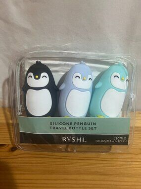 Silicone Penguin Travel Bottle Set RYSHI 3oz Rite Aid Brand New $12